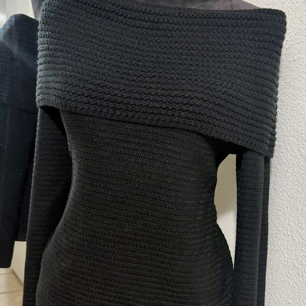 White House Black Market Off-Shoulder Black Sweater